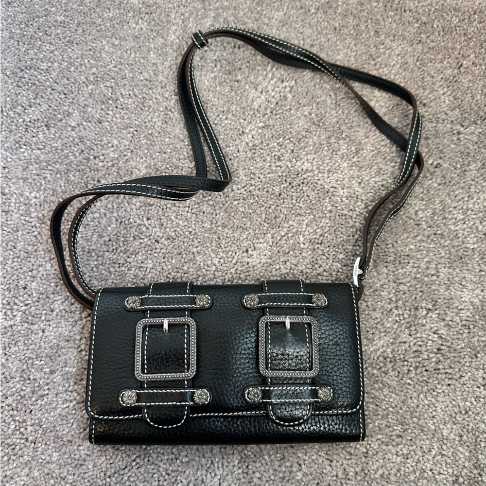 Black Brighton y2k Crossbody wallet with Buckle Accents